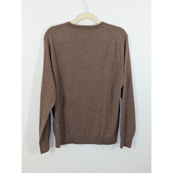 J.Crew Merino Wool Sweater Mens Sz L Brown V-Neck Classic Preppy Office EUC - Picture 7 of 7
